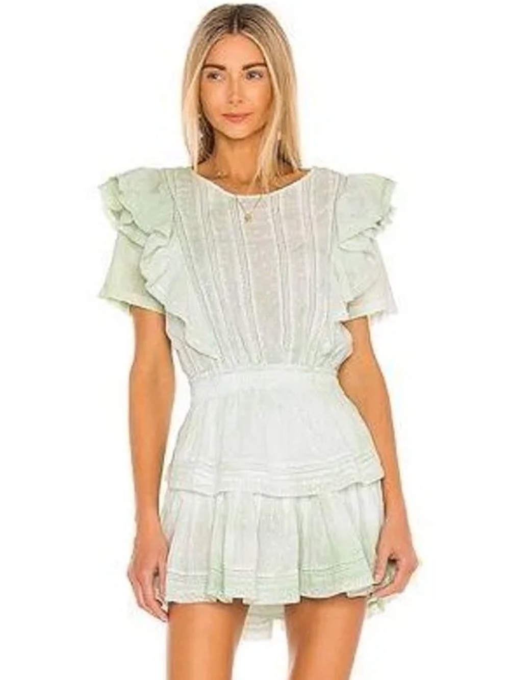 LoveShackFancy Natasha Dress in Moss Green Hand Dye